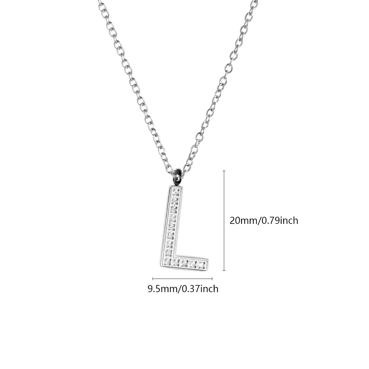 Wholesale Jewelry Simple Style Letter Titanium Steel Zircon Plating Inlay Pendant Necklace