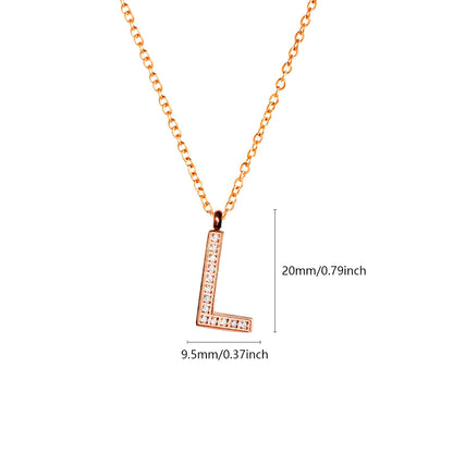 Wholesale Jewelry Simple Style Letter Titanium Steel Zircon Plating Inlay Pendant Necklace