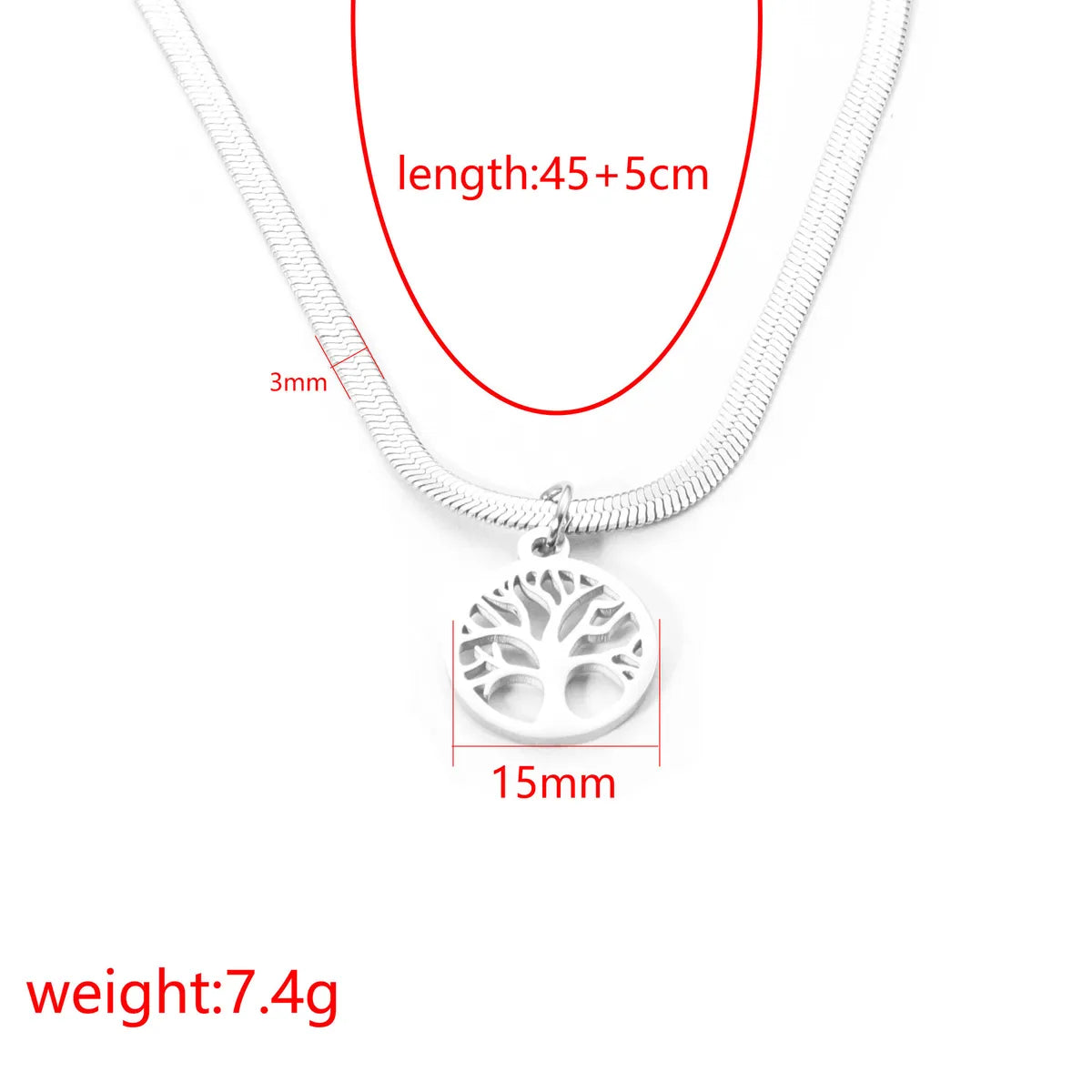 Wholesale Jewelry Simple Style Life Tree Titanium Steel Pendant Necklace