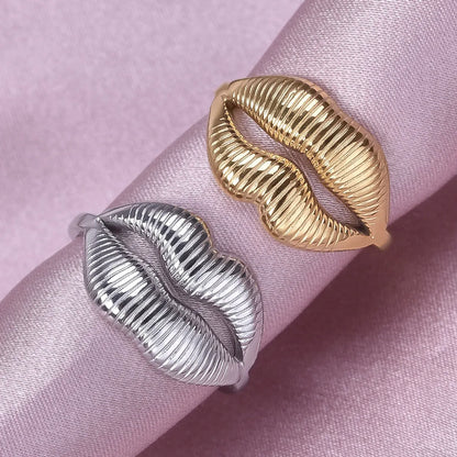 Wholesale Jewelry Simple Style Lips Solid Color 304 Stainless Steel 18K Gold Plated Irregular Polishing Open Rings