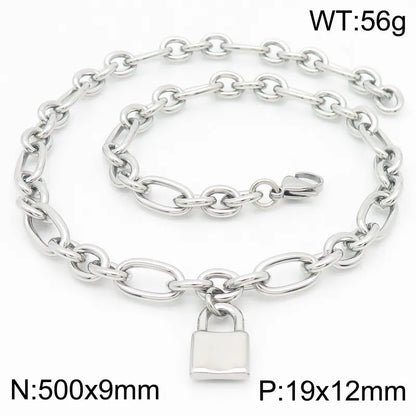 Wholesale Jewelry Simple Style Lock 304 Stainless Steel 18K Gold Plated Bracelets Necklace