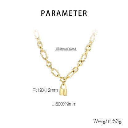 Wholesale Jewelry Simple Style Lock 304 Stainless Steel 18K Gold Plated Bracelets Necklace