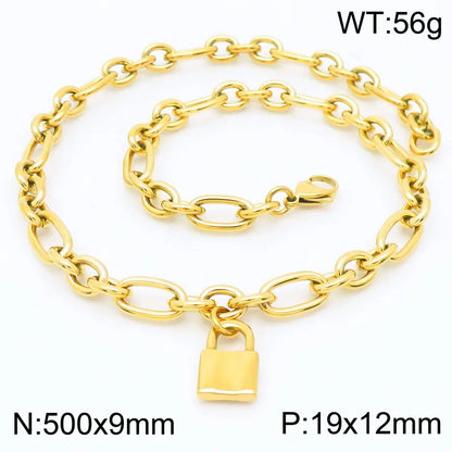 Wholesale Jewelry Simple Style Lock 304 Stainless Steel 18K Gold Plated Bracelets Necklace