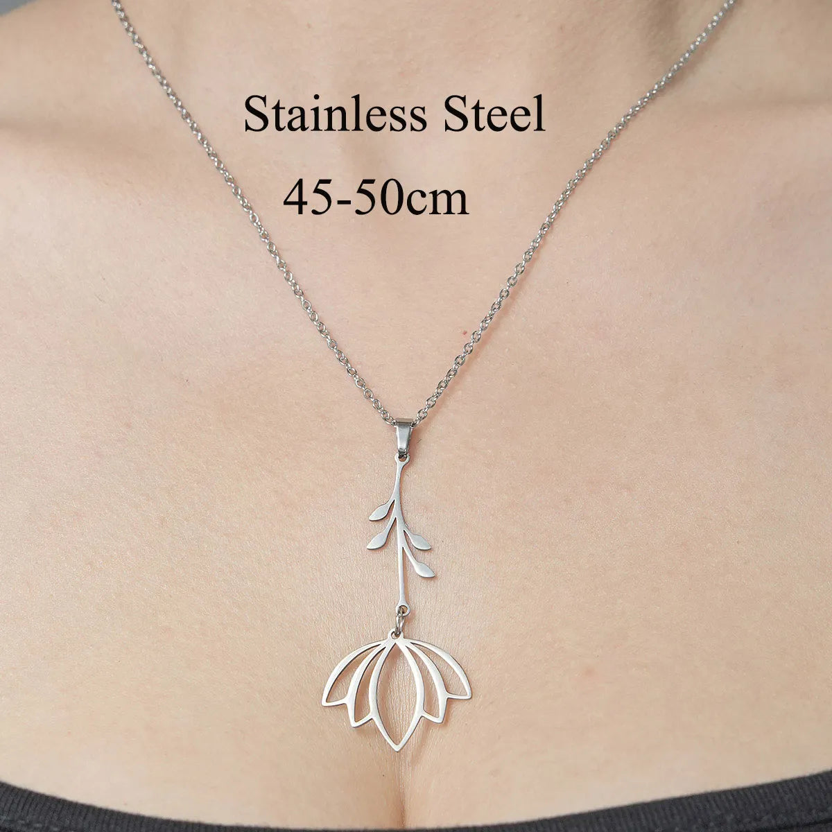 Wholesale Jewelry Simple Style Moon Flower 201 Stainless Steel Polishing Pendant Necklace