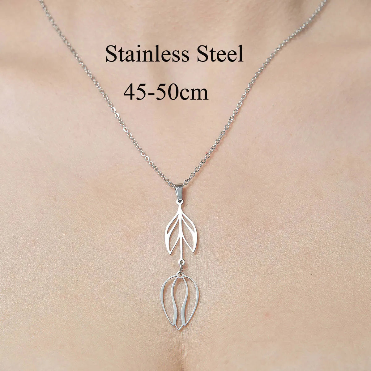 Wholesale Jewelry Simple Style Moon Flower 201 Stainless Steel Polishing Pendant Necklace