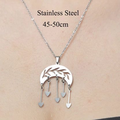 Wholesale Jewelry Simple Style Moon Flower 201 Stainless Steel Polishing Pendant Necklace