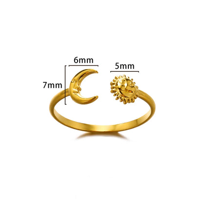 Wholesale Jewelry Simple Style Moon Leaves Heart Shape 304 Stainless Steel Open Rings