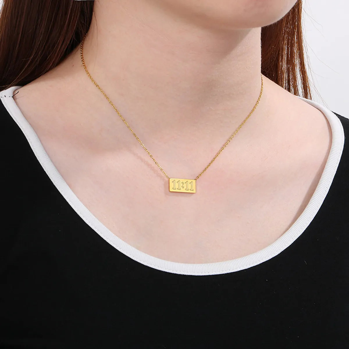 Wholesale Jewelry Simple Style Number 304 Stainless Steel 18K Gold Plated Plating Pendant Necklace