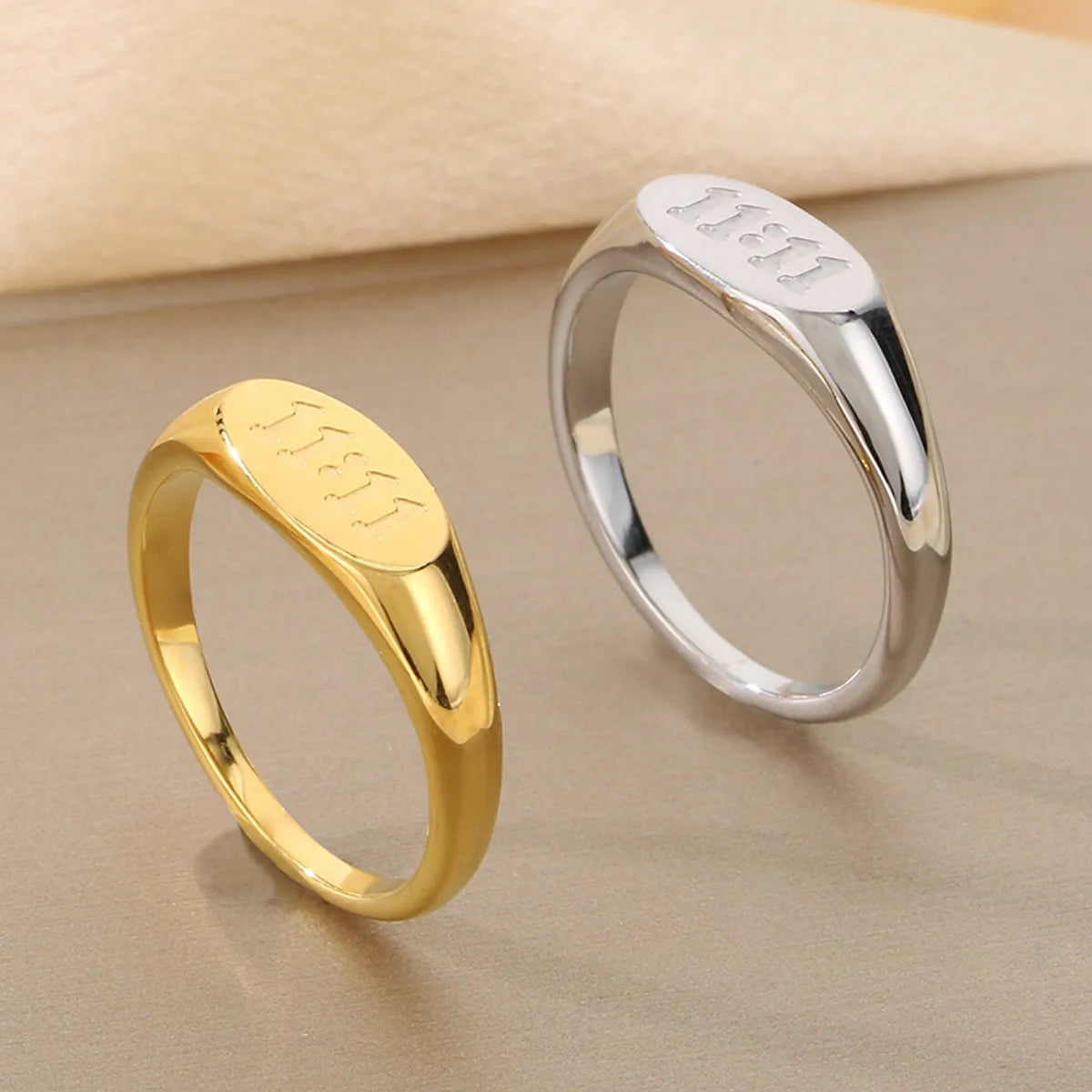 Wholesale Jewelry Simple Style Number 304 Stainless Steel 18K Gold Plated Plating Rings