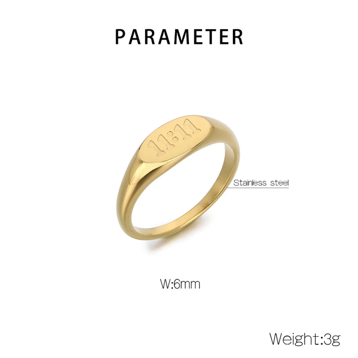 Wholesale Jewelry Simple Style Number 304 Stainless Steel 18K Gold Plated Plating Rings