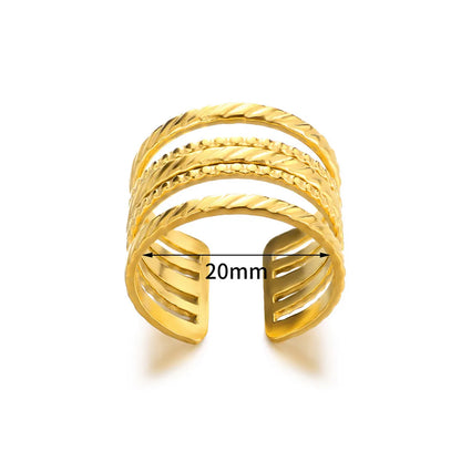 Wholesale Jewelry Simple Style Oval Solid Color Lines 304 Stainless Steel Open Rings