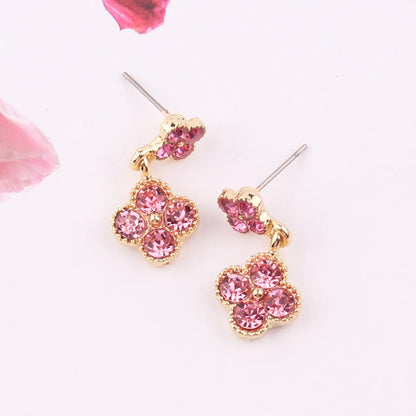 Wholesale Jewelry Simple Style Petal Alloy Gold Plated Plating Inlay Drop Earrings