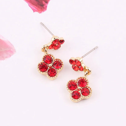 Wholesale Jewelry Simple Style Petal Alloy Gold Plated Plating Inlay Drop Earrings