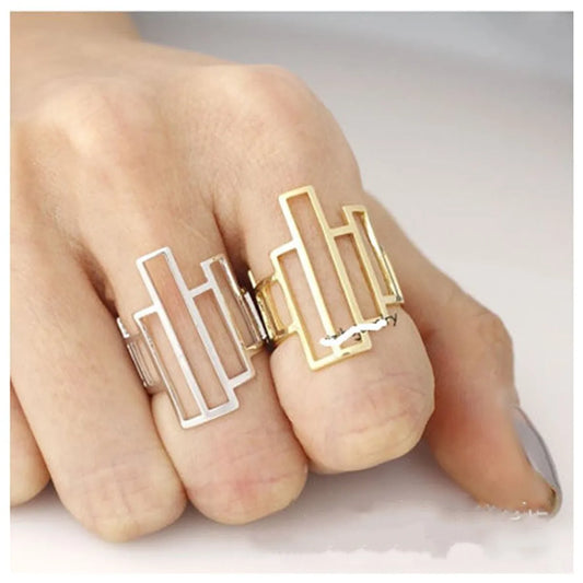 Wholesale Jewelry Simple Style Printing Metal Plating Hollow Out Open Rings