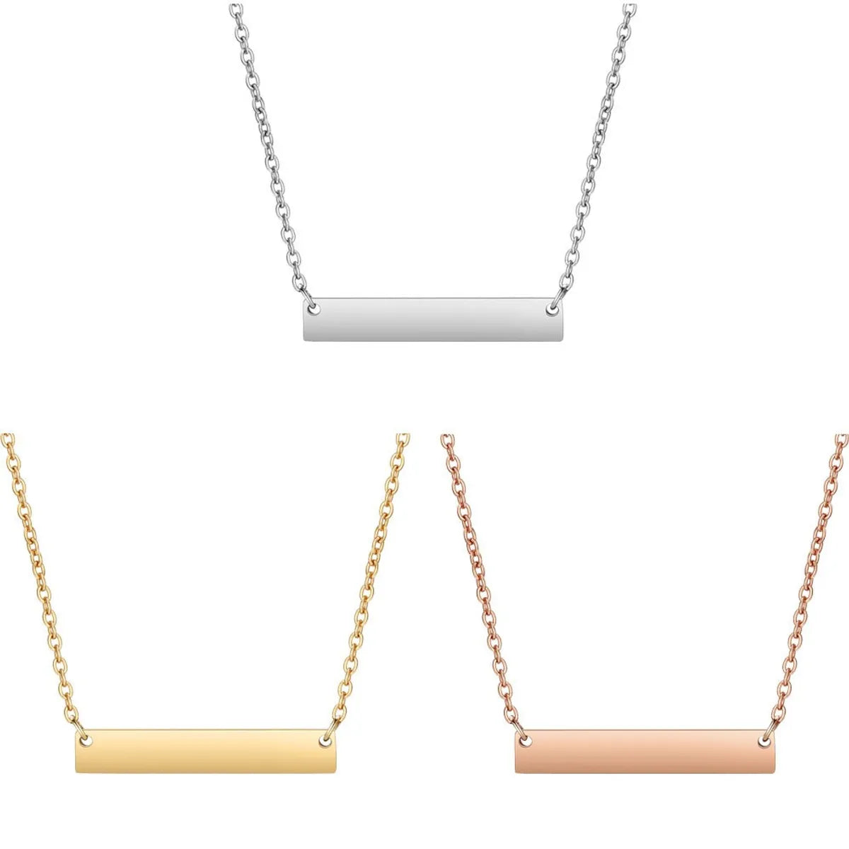 Wholesale Jewelry Simple Style Rectangle 201 Stainless Steel 18K Gold Plated Necklace