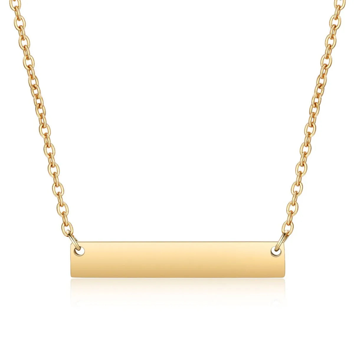 Wholesale Jewelry Simple Style Rectangle 201 Stainless Steel 18K Gold Plated Necklace