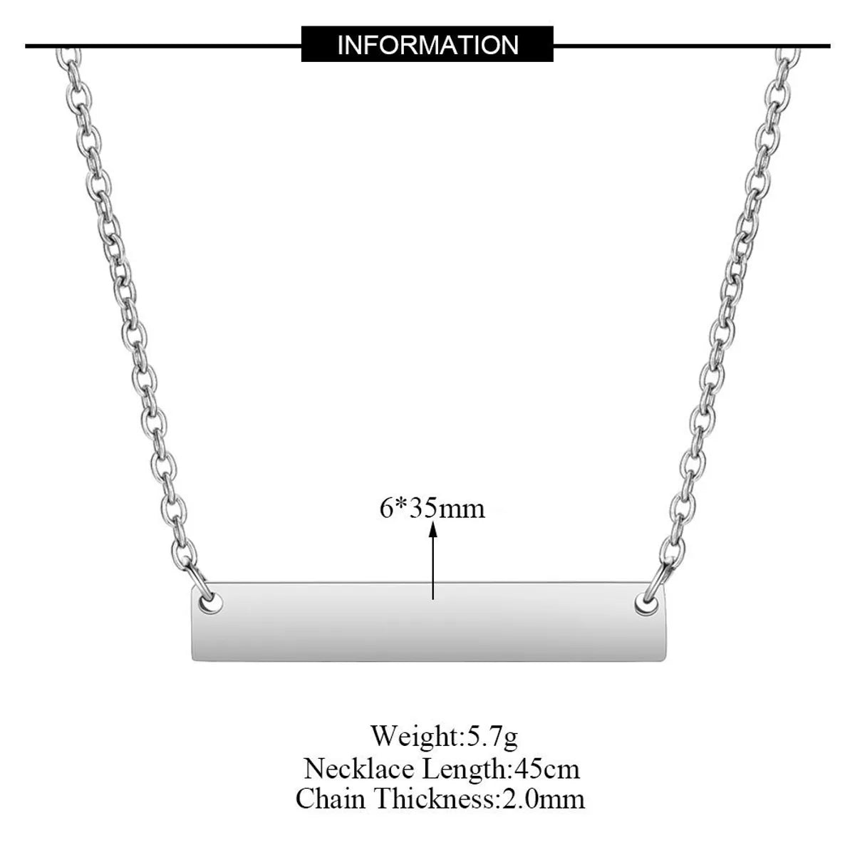 Wholesale Jewelry Simple Style Rectangle 201 Stainless Steel 18K Gold Plated Necklace