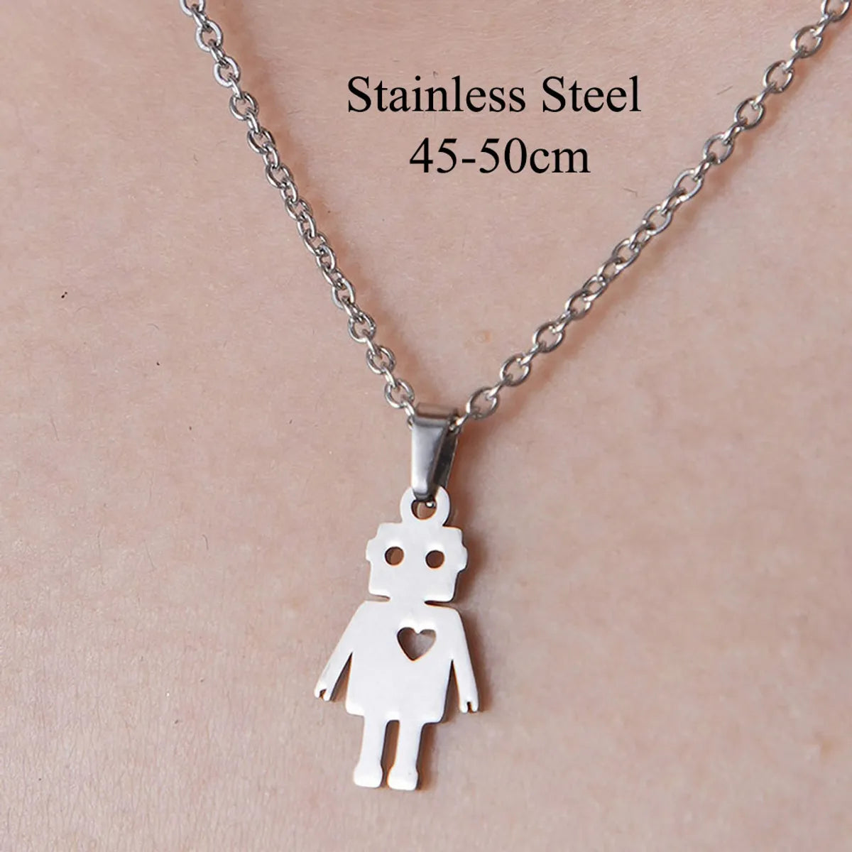 Wholesale Jewelry Simple Style Robot Lightning Airplane 201 Stainless Steel Polishing Hollow Out Pendant Necklace