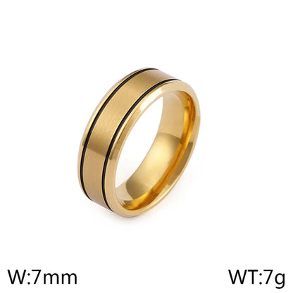 Wholesale Jewelry Simple Style Round 304 Stainless Steel 18K Gold Plated Plating Rings