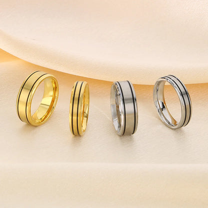 Wholesale Jewelry Simple Style Round 304 Stainless Steel 18K Gold Plated Plating Rings