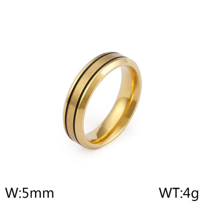 Wholesale Jewelry Simple Style Round 304 Stainless Steel 18K Gold Plated Plating Rings