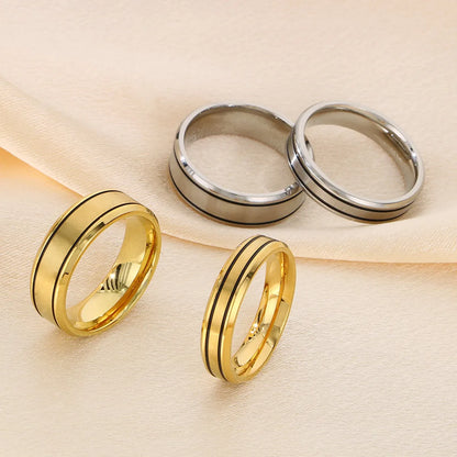 Wholesale Jewelry Simple Style Round 304 Stainless Steel 18K Gold Plated Plating Rings