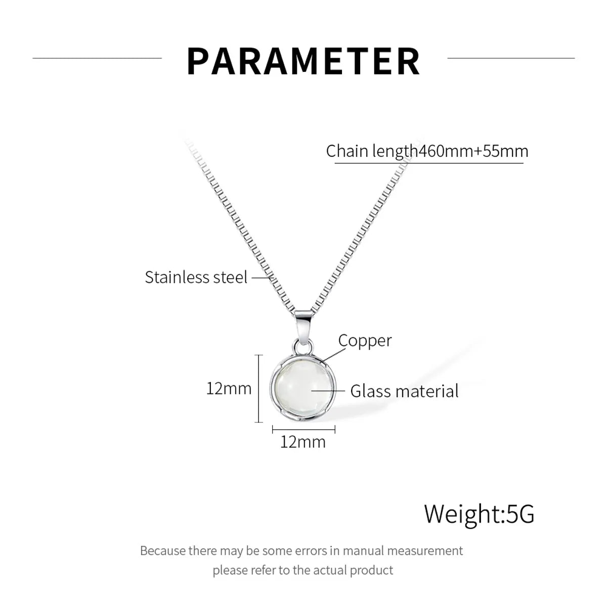 Wholesale Jewelry Simple Style Round 304 Stainless Steel Glass Inlay Pendant Necklace