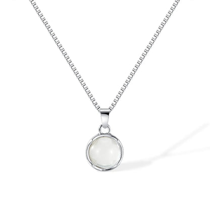 Wholesale Jewelry Simple Style Round 304 Stainless Steel Glass Inlay Pendant Necklace