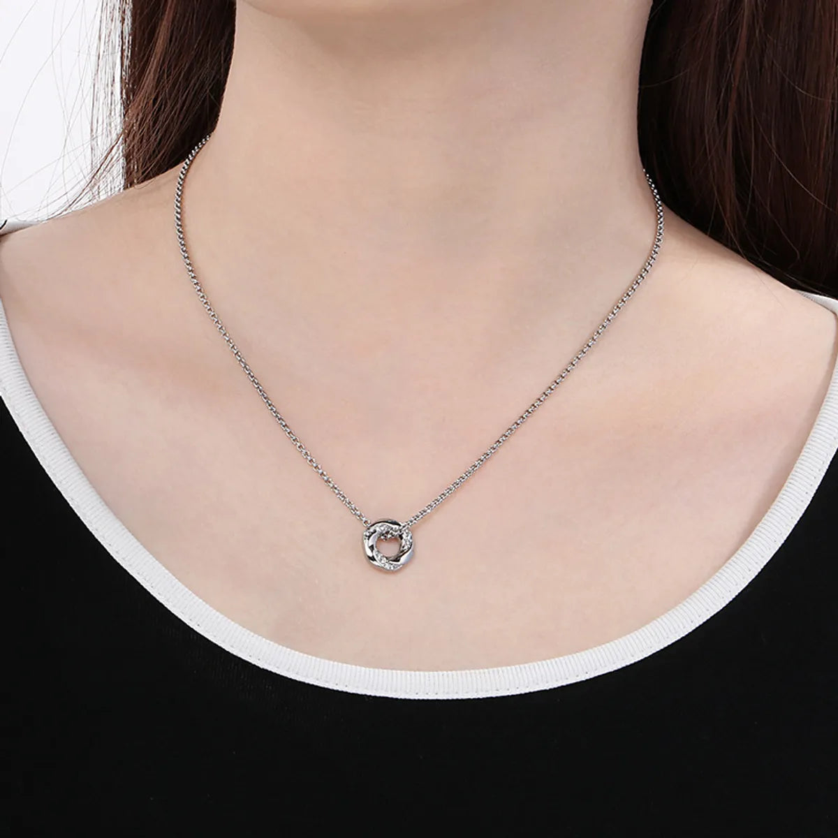 Wholesale Jewelry Simple Style Round 304 Stainless Steel Pendant Necklace