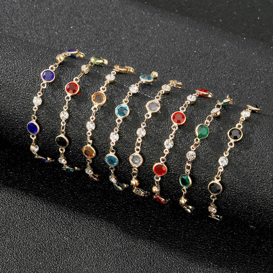 Wholesale Jewelry Simple Style Round Alloy Zircon Inlay Bracelets