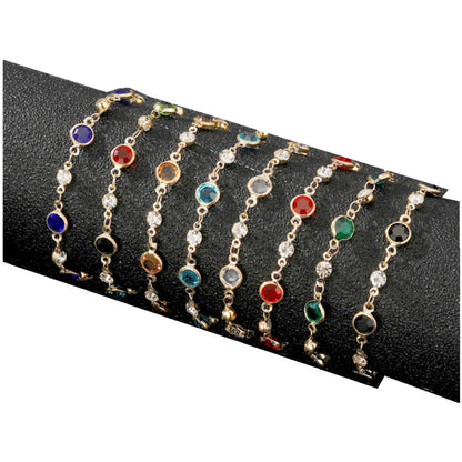 Wholesale Jewelry Simple Style Round Alloy Zircon Inlay Bracelets