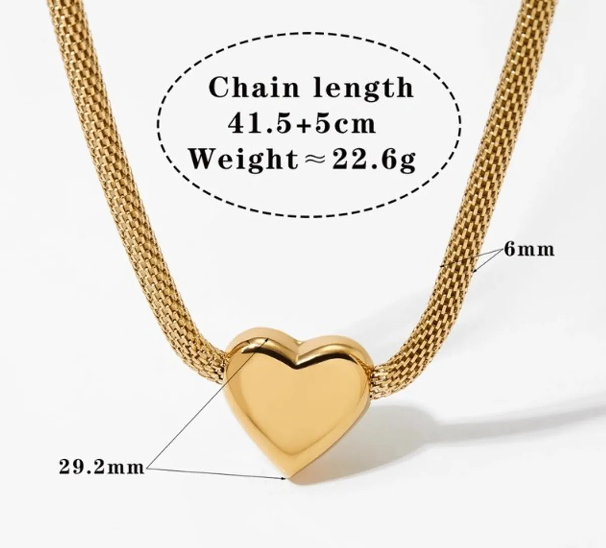 Wholesale Jewelry Simple Style Round Heart Shape 304 Stainless Steel 16K Gold Plated White Gold Plated Gold Plated Pendant Necklace