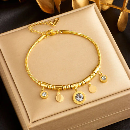 Wholesale Jewelry Simple Style Round Titanium Steel Jewelry Set