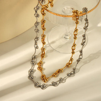 Wholesale Jewelry Simple Style Ruyi Solid Color 304 Stainless Steel 18K Gold Plated Necklace