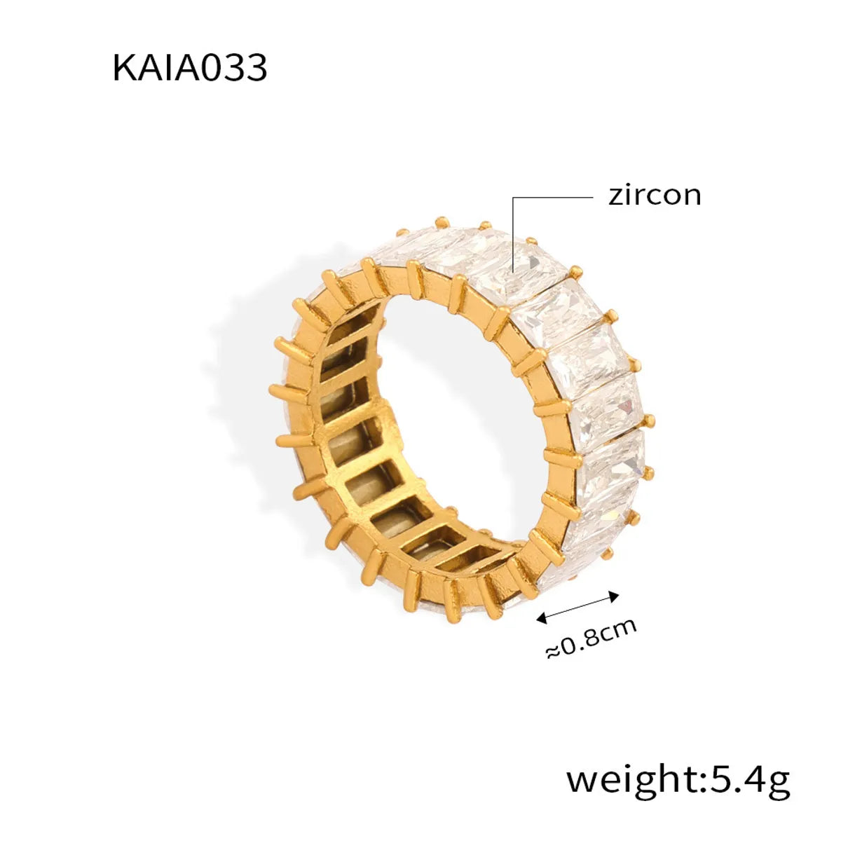 Wholesale Jewelry Simple Style Shiny Geometric Titanium Steel Zircon Gold Plated Inlay Rings