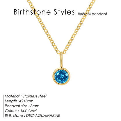 Wholesale Jewelry Simple Style Shiny Round 304 Stainless Steel Rhinestones Inlay Pendant Necklace