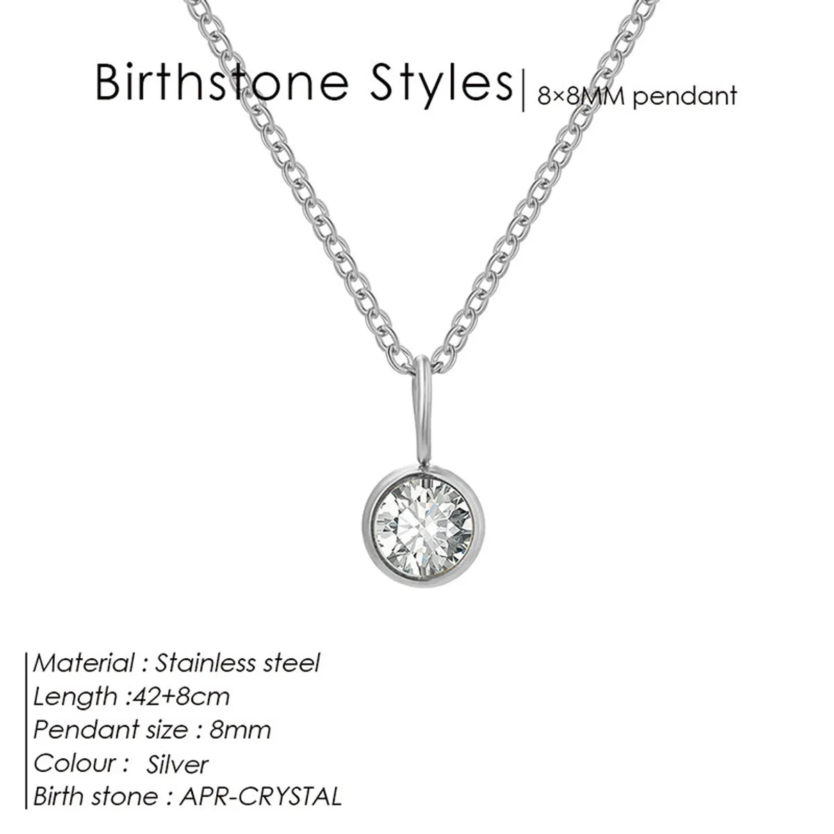 Wholesale Jewelry Simple Style Shiny Round 304 Stainless Steel Rhinestones Inlay Pendant Necklace