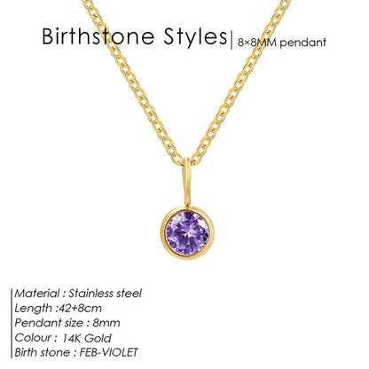 Wholesale Jewelry Simple Style Shiny Round 304 Stainless Steel Rhinestones Inlay Pendant Necklace