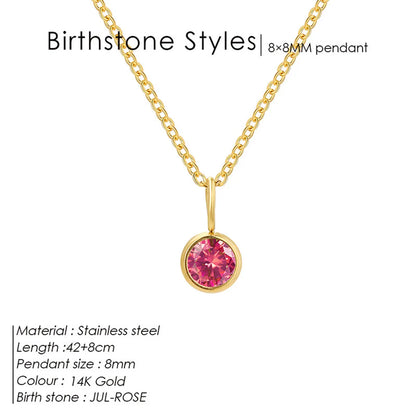 Wholesale Jewelry Simple Style Shiny Round 304 Stainless Steel Rhinestones Inlay Pendant Necklace