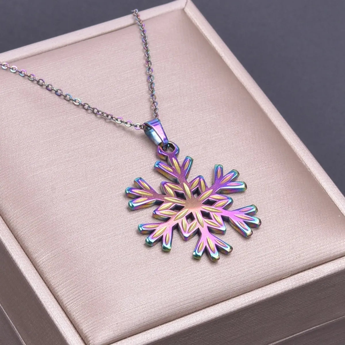 Wholesale Jewelry Simple Style Snowflake 304 Stainless Steel Plating Pendant Necklace