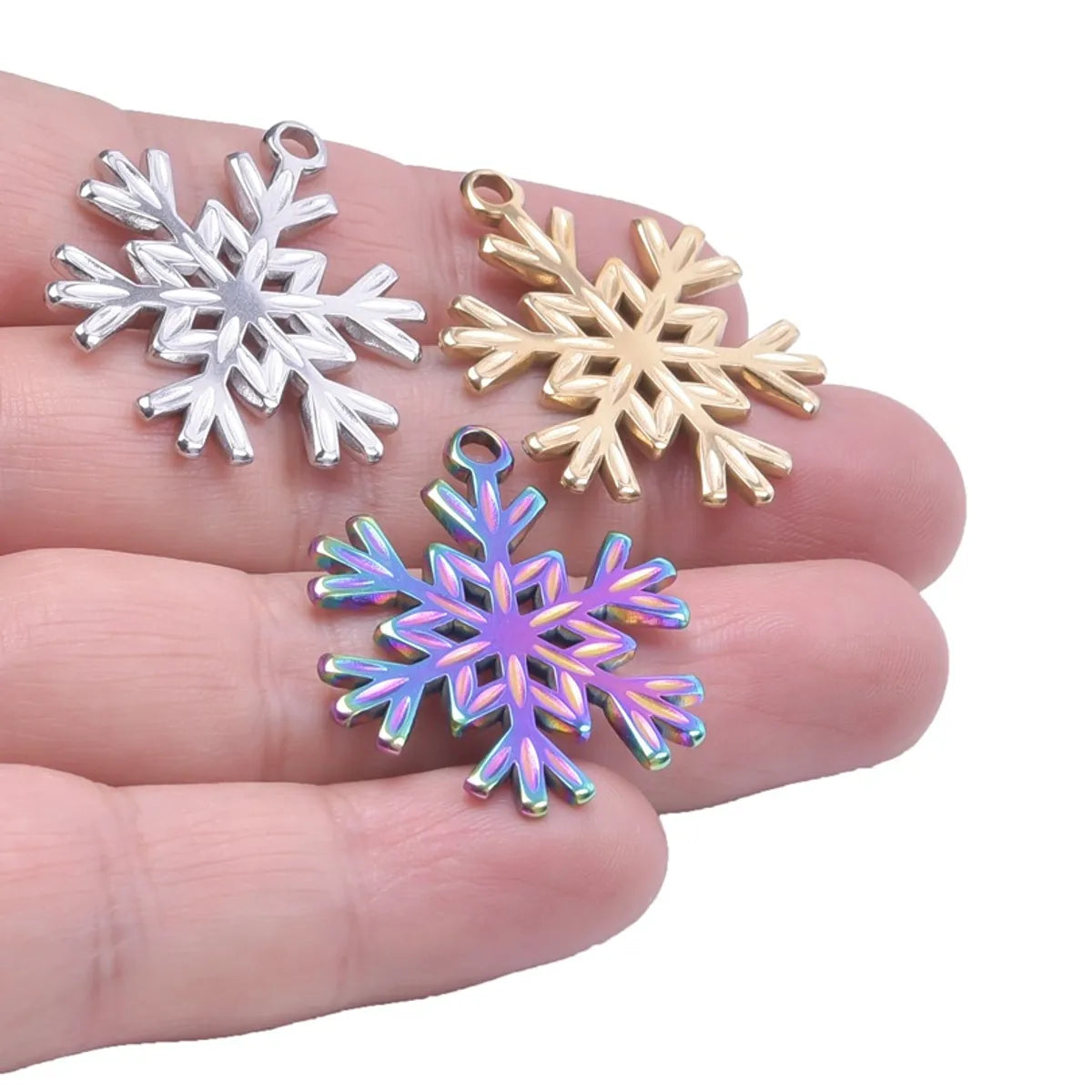 Wholesale Jewelry Simple Style Snowflake 304 Stainless Steel Plating Pendant Necklace