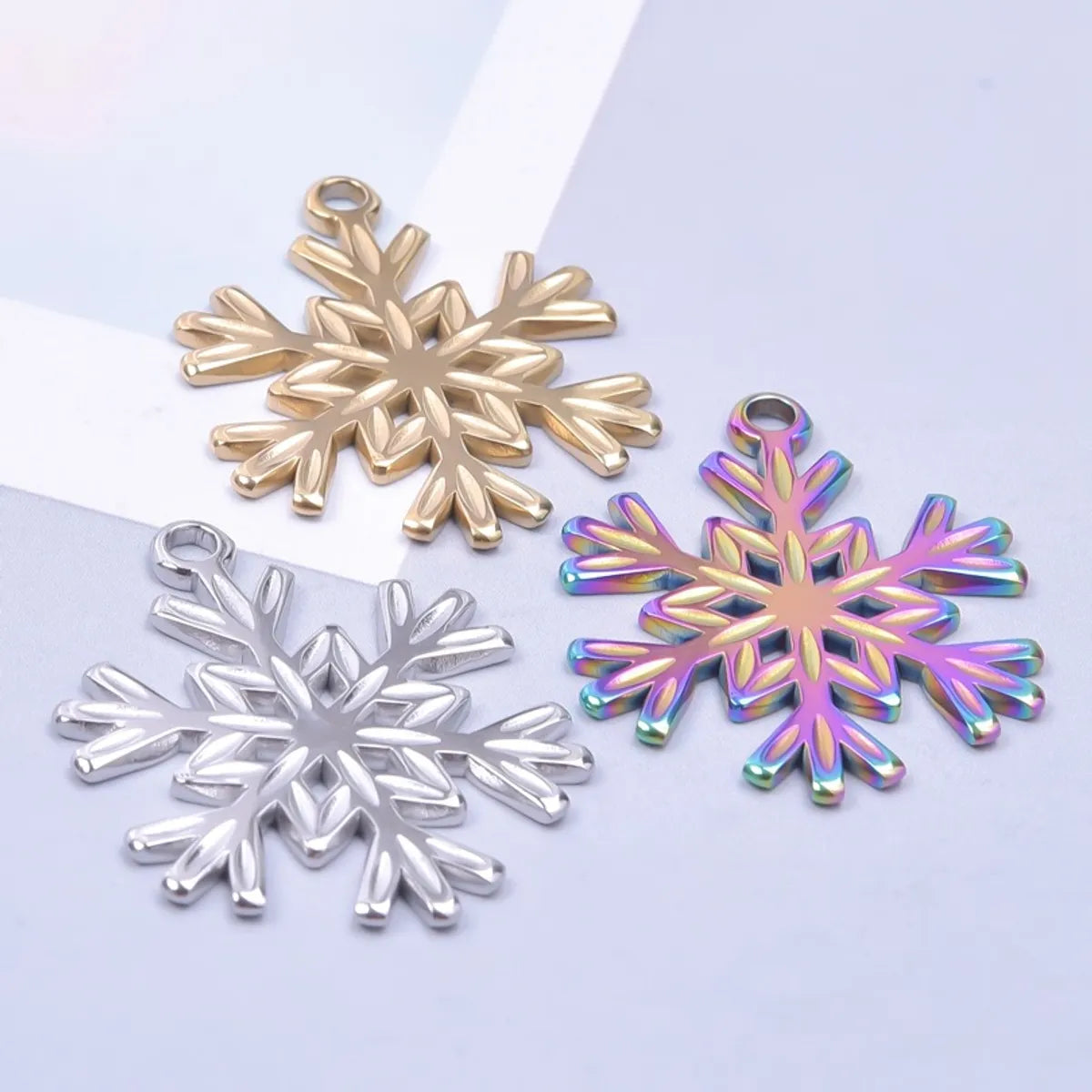 Wholesale Jewelry Simple Style Snowflake 304 Stainless Steel Plating Pendant Necklace