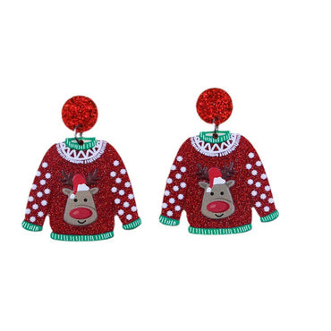 Wholesale Jewelry Simple Style Snowman Arylic Printing Drop Earrings