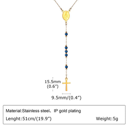 Wholesale Jewelry Simple Style Solid Color 201 Stainless Steel Beaded Pendant Necklace