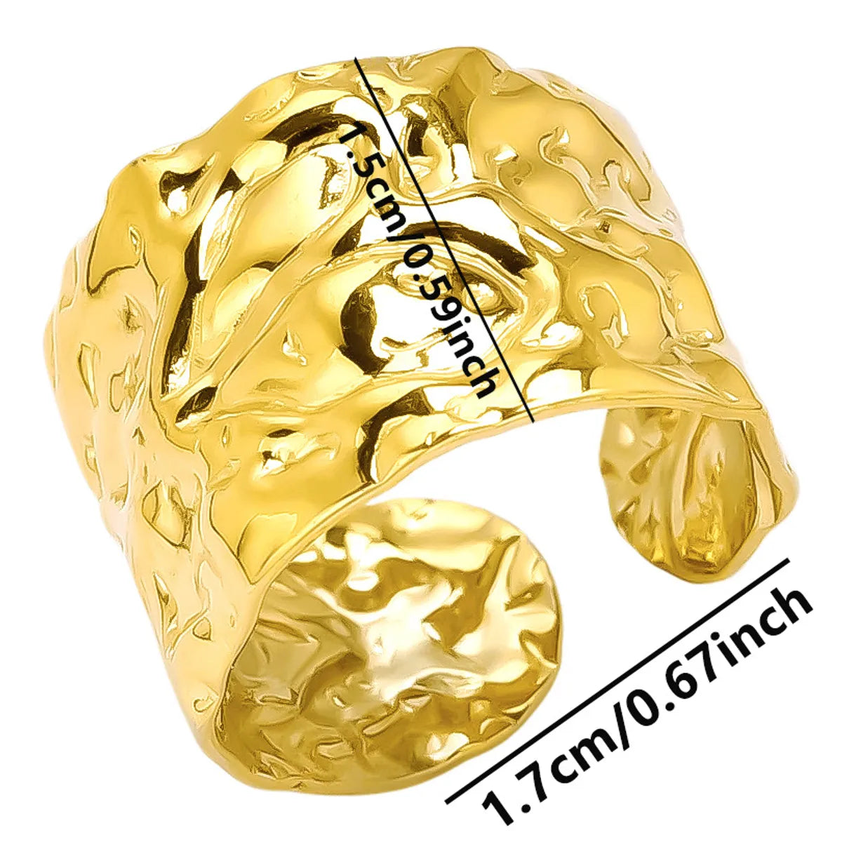 Wholesale Jewelry Simple Style Solid Color 304 Stainless Steel 18K Gold Plated Irregular Polishing Rings