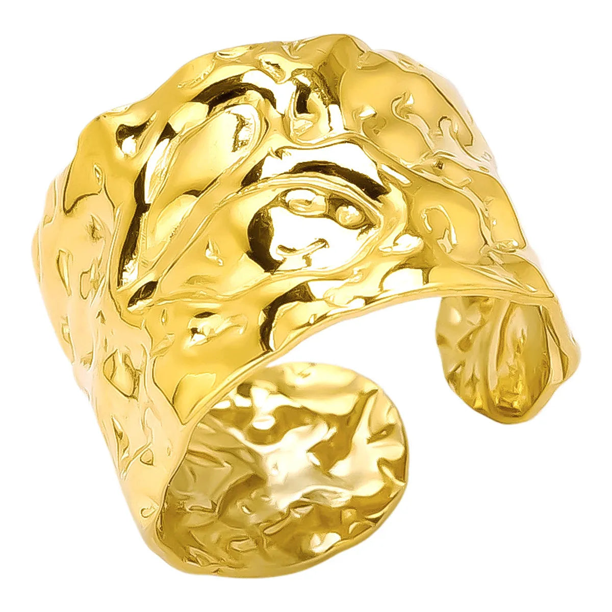 Wholesale Jewelry Simple Style Solid Color 304 Stainless Steel 18K Gold Plated Irregular Polishing Rings