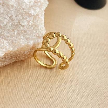 Wholesale Jewelry Simple Style Solid Color 304 Stainless Steel 18K Gold Plated Open Rings