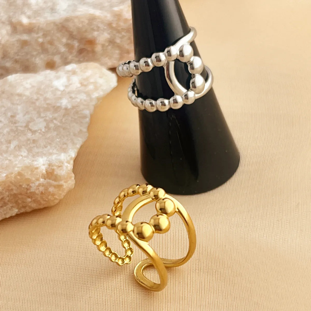 Wholesale Jewelry Simple Style Solid Color 304 Stainless Steel 18K Gold Plated Open Rings