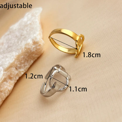 Wholesale Jewelry Simple Style Solid Color 304 Stainless Steel 18K Gold Plated Open Rings