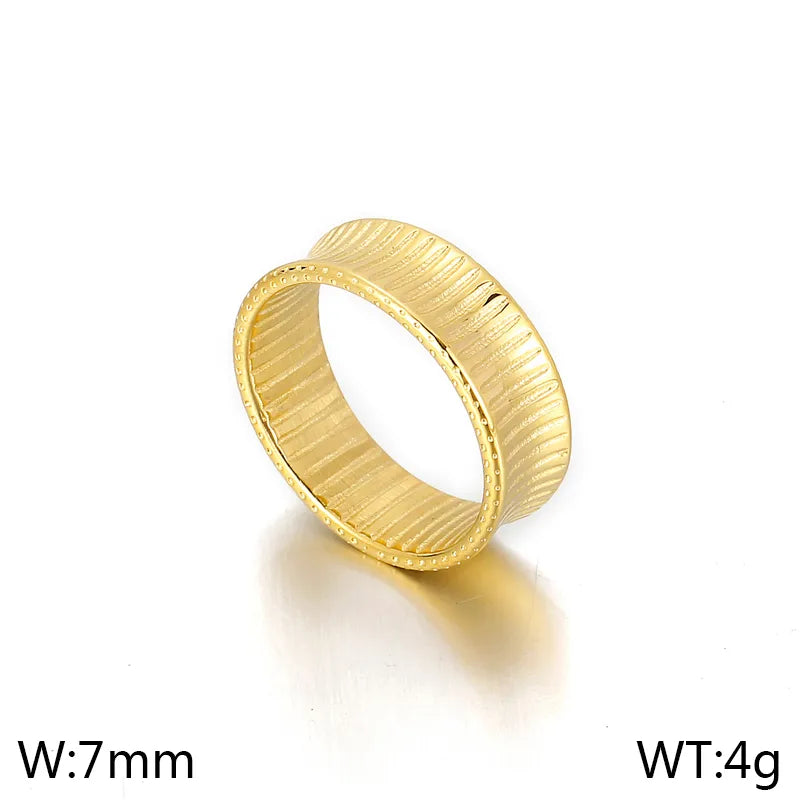 Wholesale Jewelry Simple Style Solid Color 304 Stainless Steel 18K Gold Plated Plating Rings